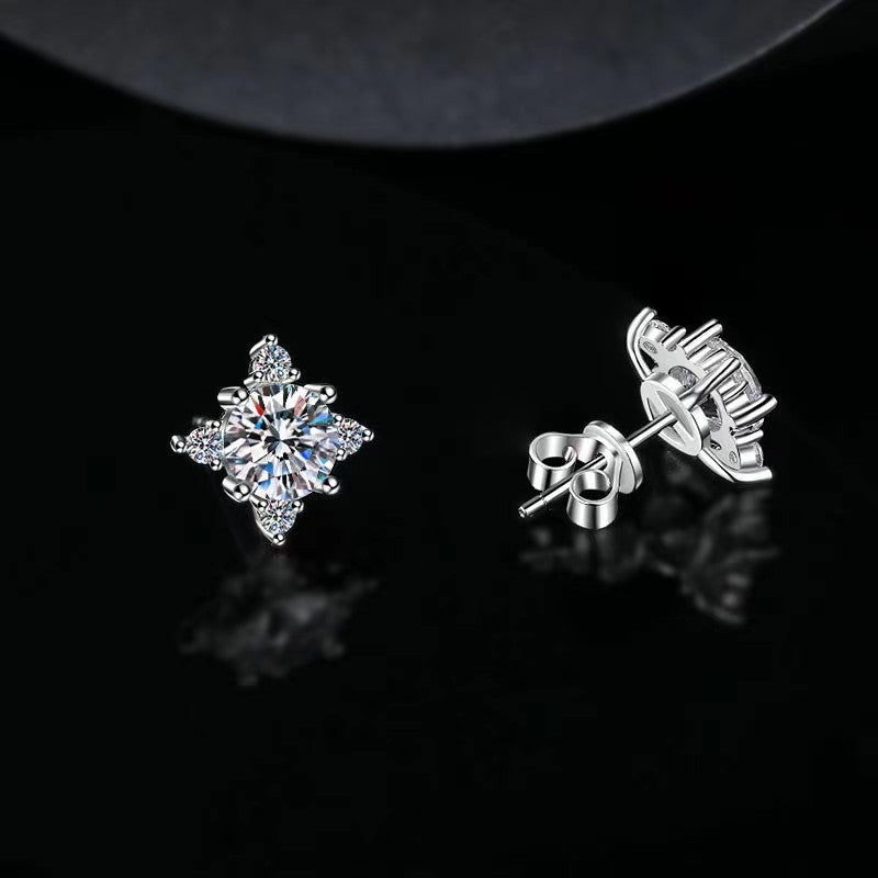 Starburst Stud Earrings in Silver with Brilliant Crystals