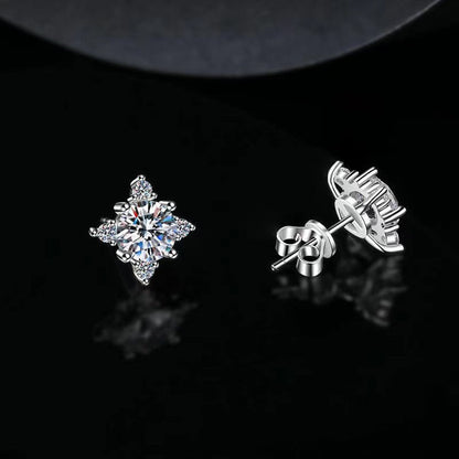 Starburst Stud Earrings in Silver with Brilliant Crystals
