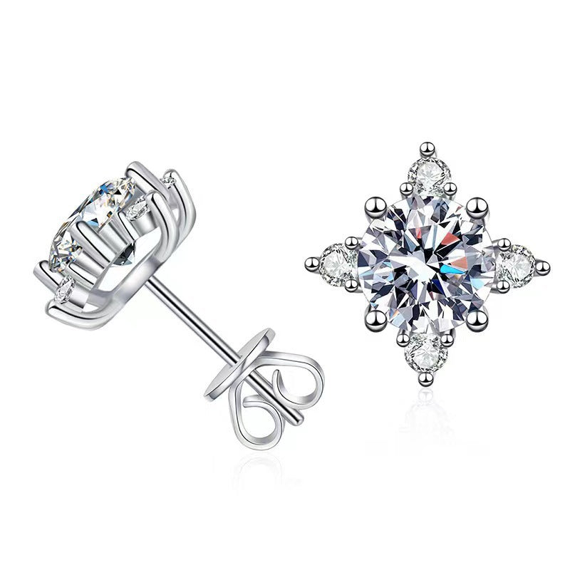 Starburst Stud Earrings in Silver with Brilliant Crystals