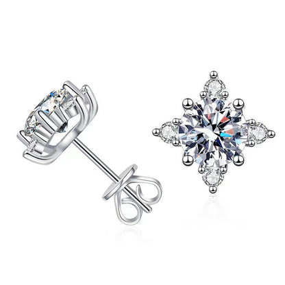 Starburst Stud Earrings in Silver with Brilliant Crystals