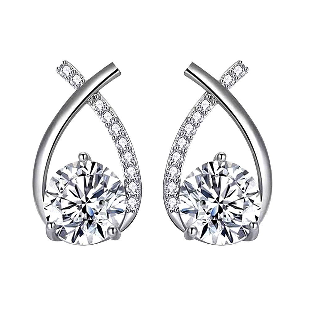 Crystal Teardrop Stud Earrings with Pavé Accents