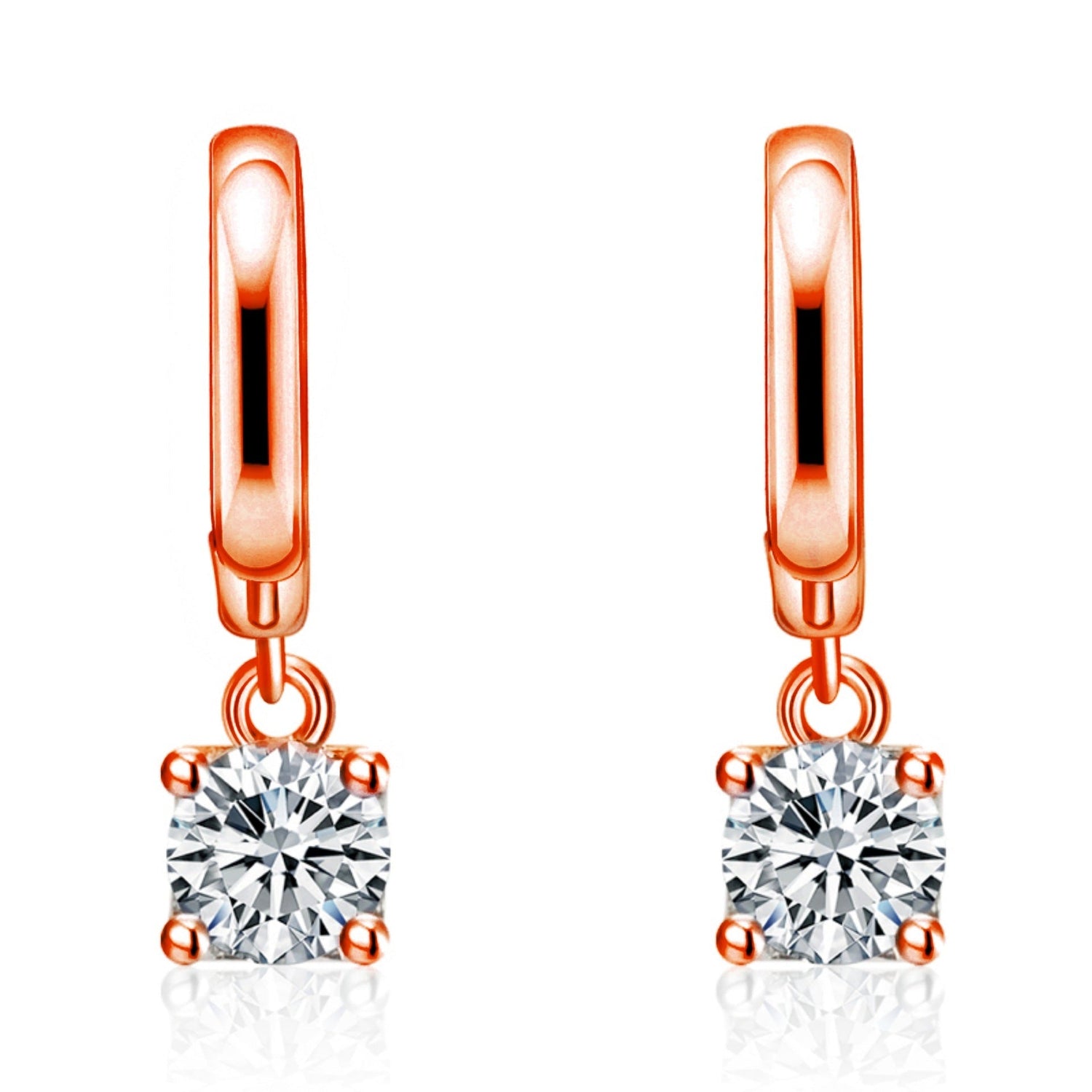 Rose Gold Drop Earrings with Sparkling Stones
