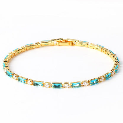 Blue Crystal Tennis Bracelet in Gold with Sparkling Accents