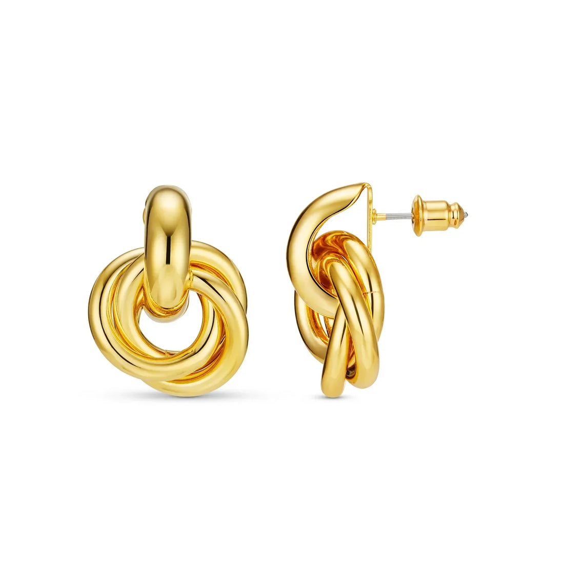 Triple Knot Hoop Earrings in Gold Tone