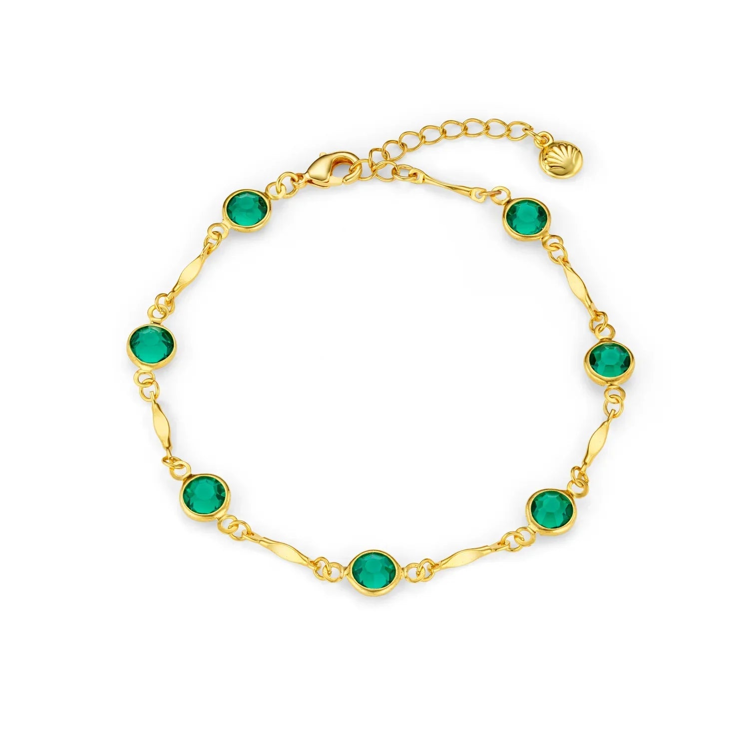 Emerald Green Crystal Bracelet in Gold