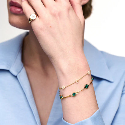 Emerald Green Crystal Bracelet in Gold