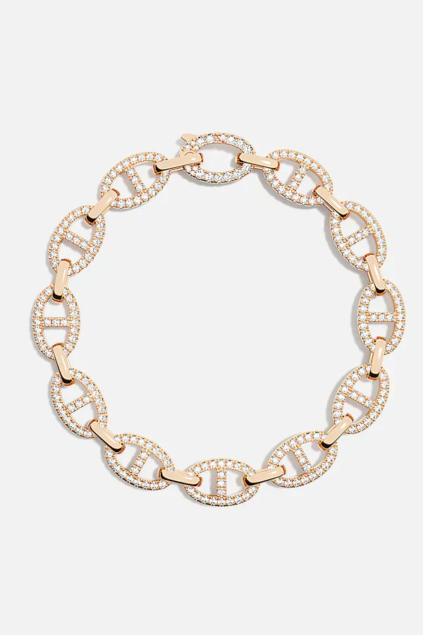 Pavé Link Chain Necklace in Gold Tone