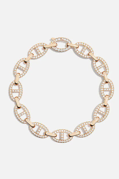Pavé Link Chain Necklace in Gold Tone