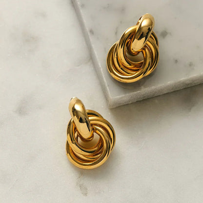 Triple Knot Hoop Earrings in Gold Color