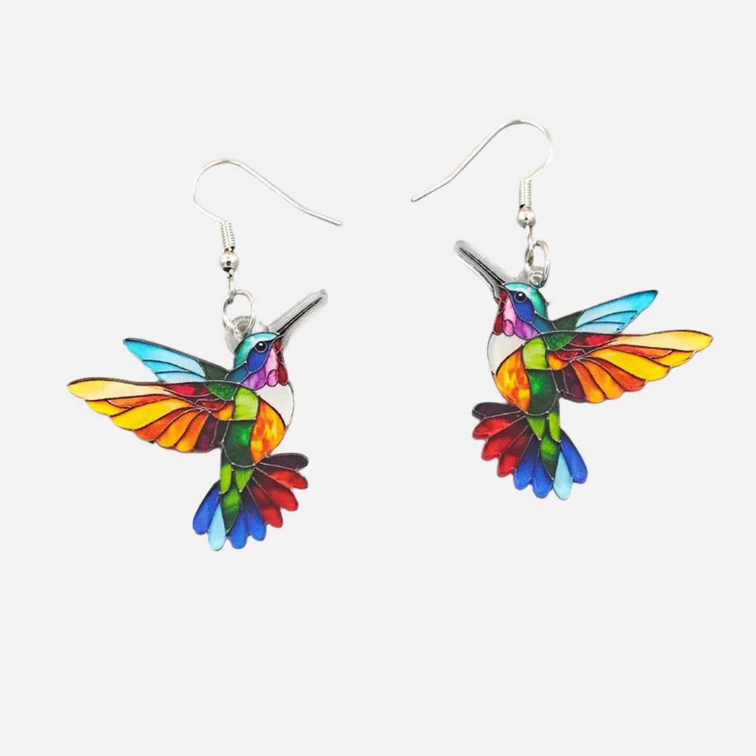 Rainbow Hummingbird Statement Earrings