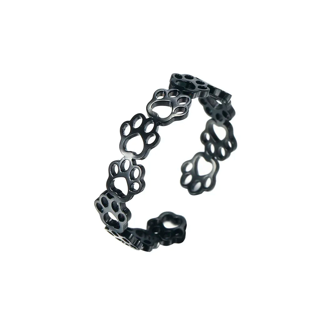 Paw Print Adjustable Ring in Gold Tone