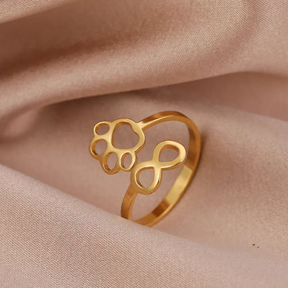 Infinity Paw Print Ring in Gold Tone