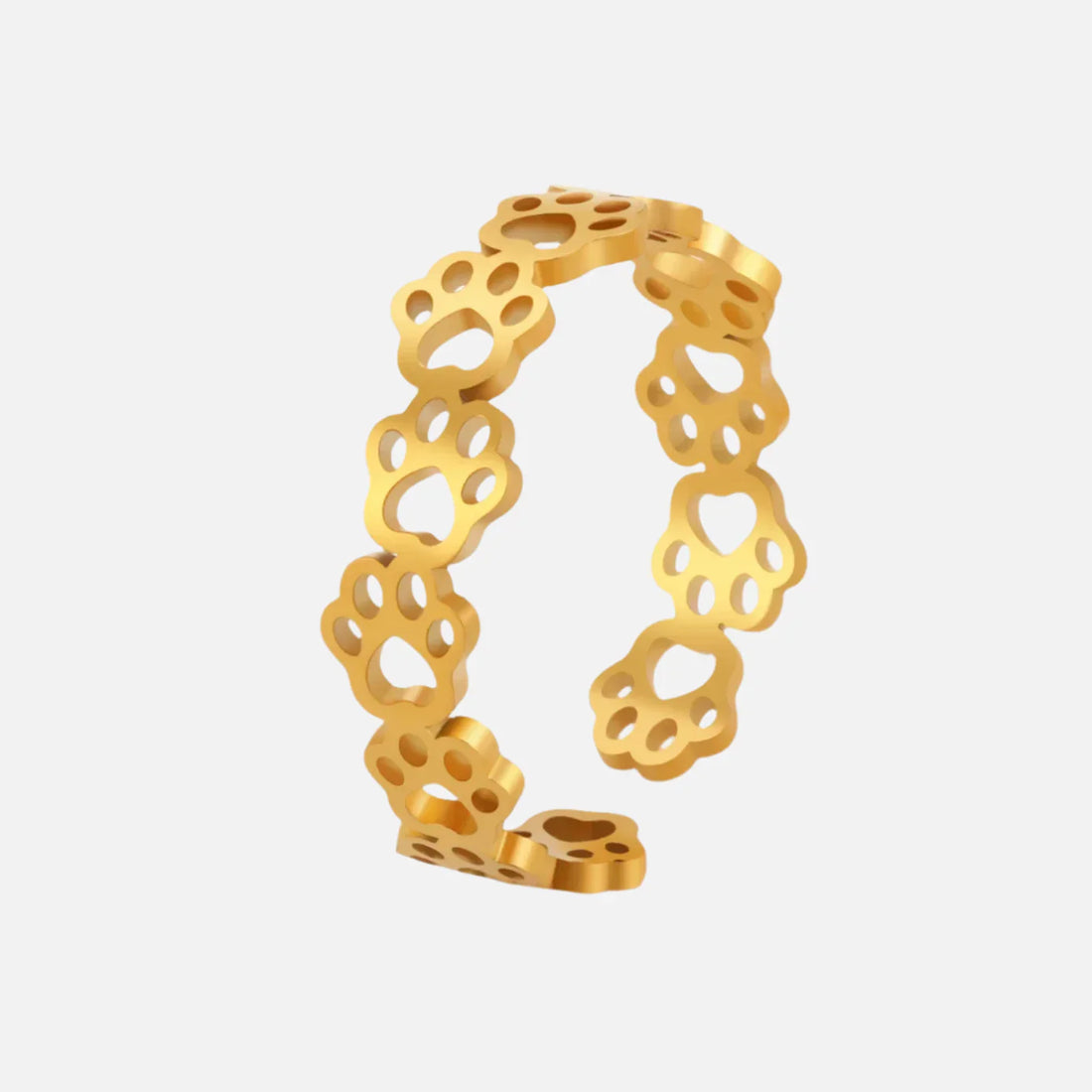 Paw Print Adjustable Ring in Gold Tone