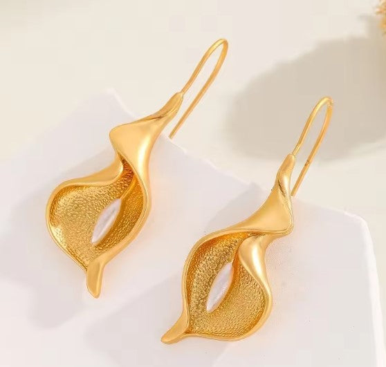 Organic Gold-Tone Sculpted Drop Earrings