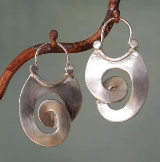 Spiral Swirl Earrings in Silver Tone