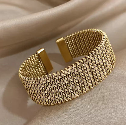 Woven Gold Mesh Cuff Bracelet