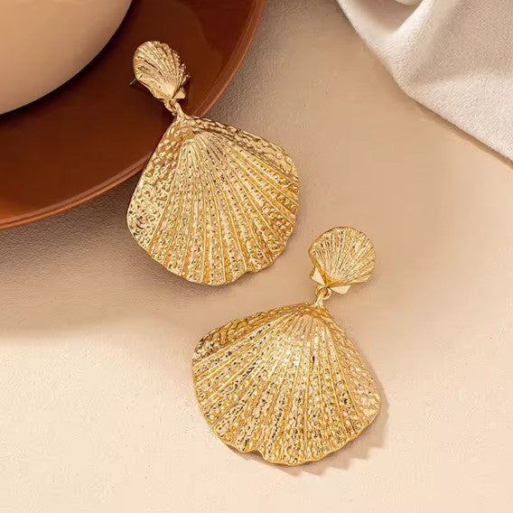 Golden Seashell Drop Earrings