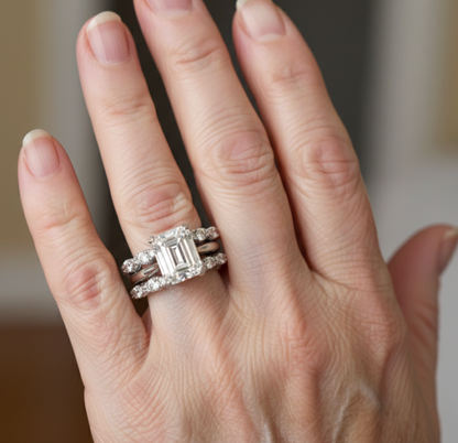 Vintage Silver Radiant-Cut Stacking Ring Set