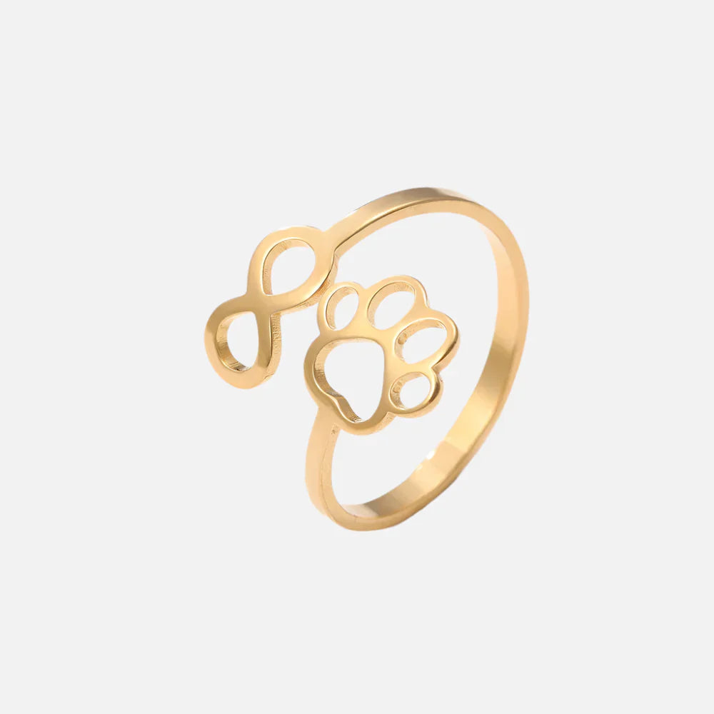 Infinity Paw Print Ring in Gold Tone
