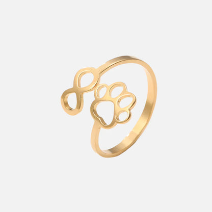 Infinity Paw Print Ring in Gold Tone