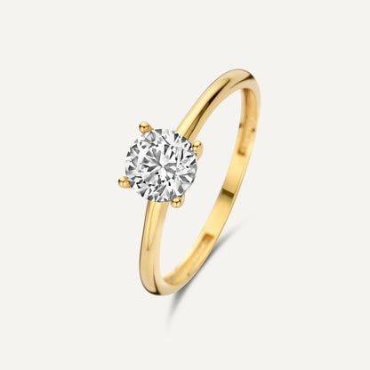 Solitaire Sparkling Round Ring in Gold
