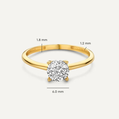 Solitaire Sparkling Round Ring in Gold