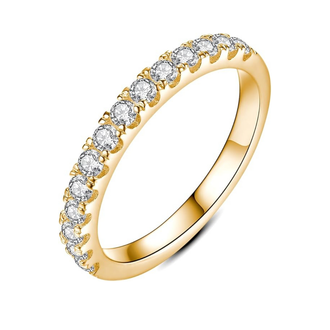 Elegant Diamond-Inspired Eternity Band in Silver Tone