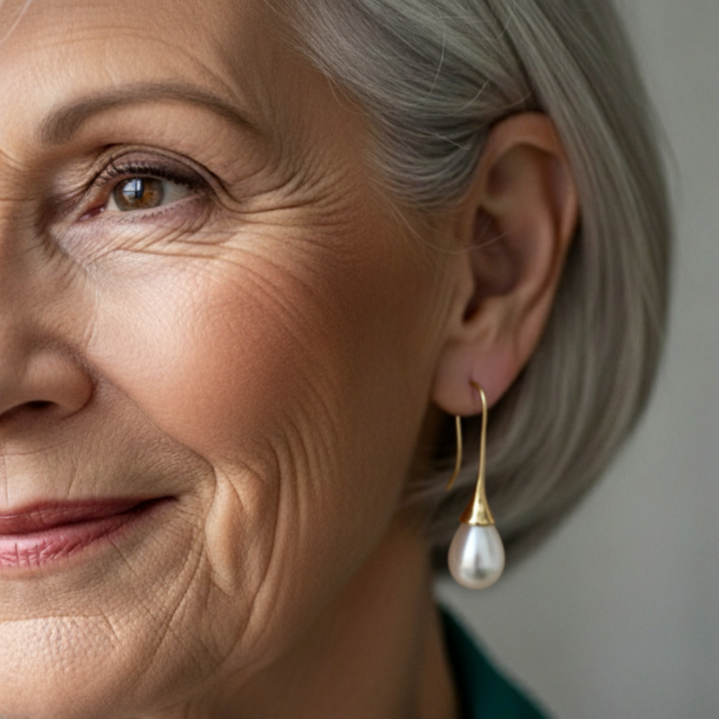 Gold Drop Earrings with Teardrop Pearls