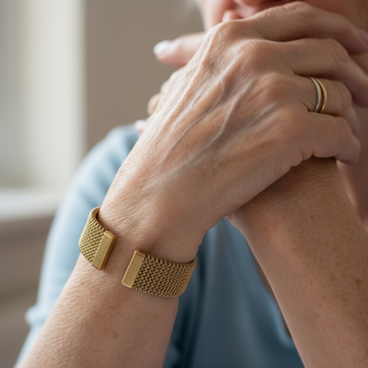 Woven Gold Mesh Cuff Bracelet