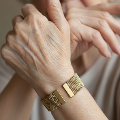 Woven Gold Mesh Cuff Bracelet