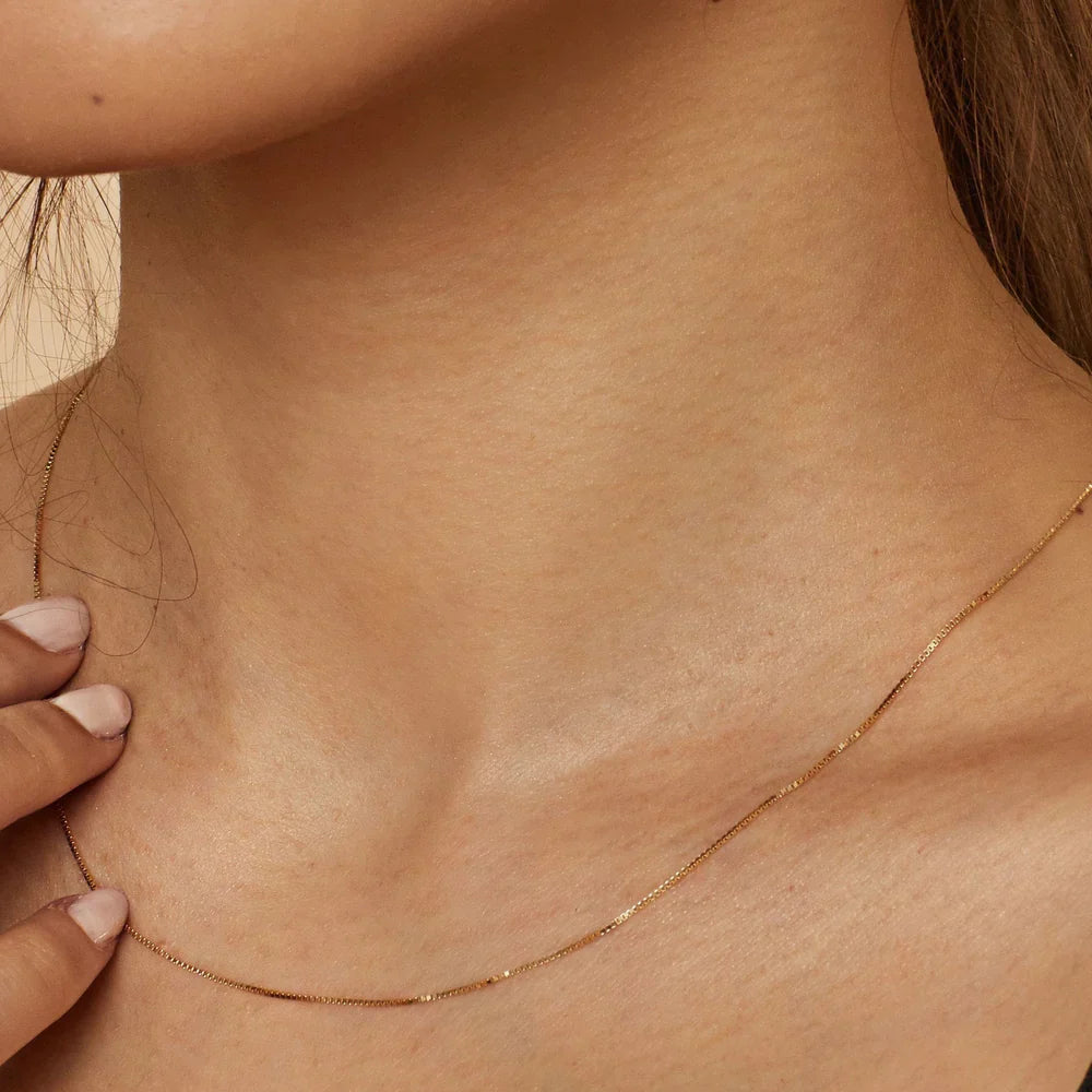 Delicate Gold Color Box Chain Necklace
