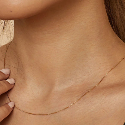 Delicate Gold Color Box Chain Necklace