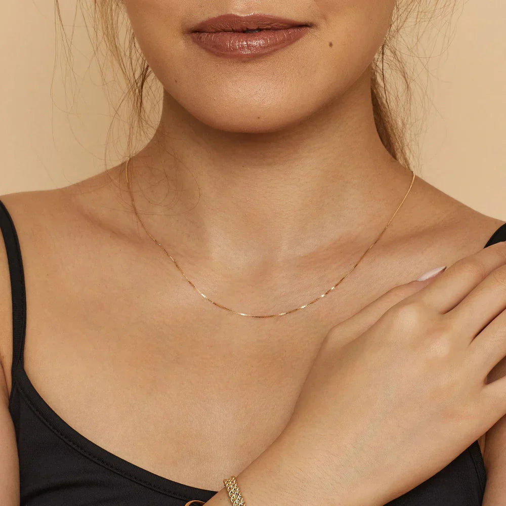 Delicate Gold-Tone Box Chain Necklace