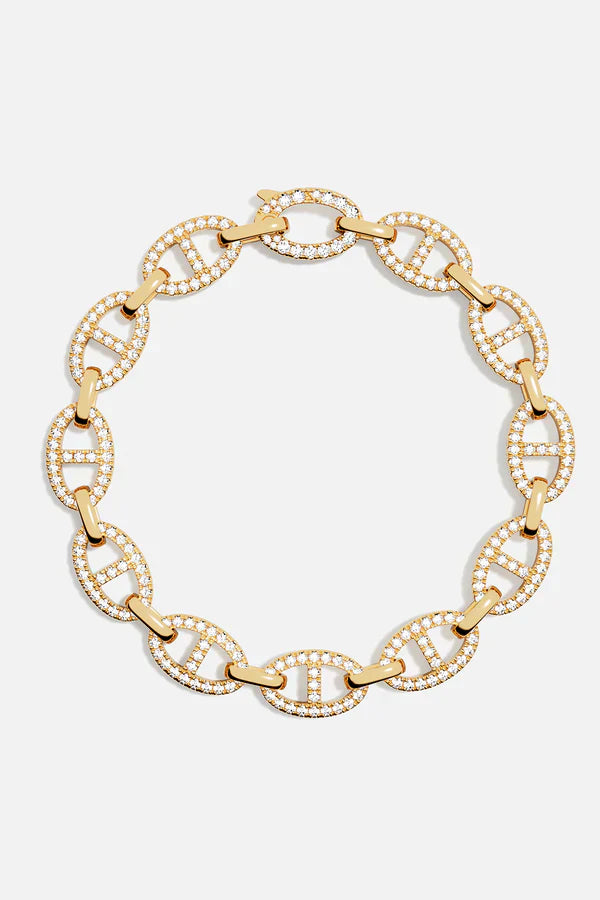 Pavé Link Chain Necklace in Gold Tone