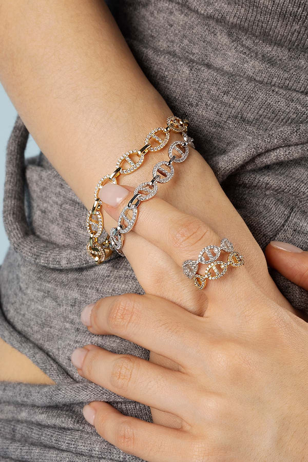 Pavé Link Chain Necklace in Gold Tone