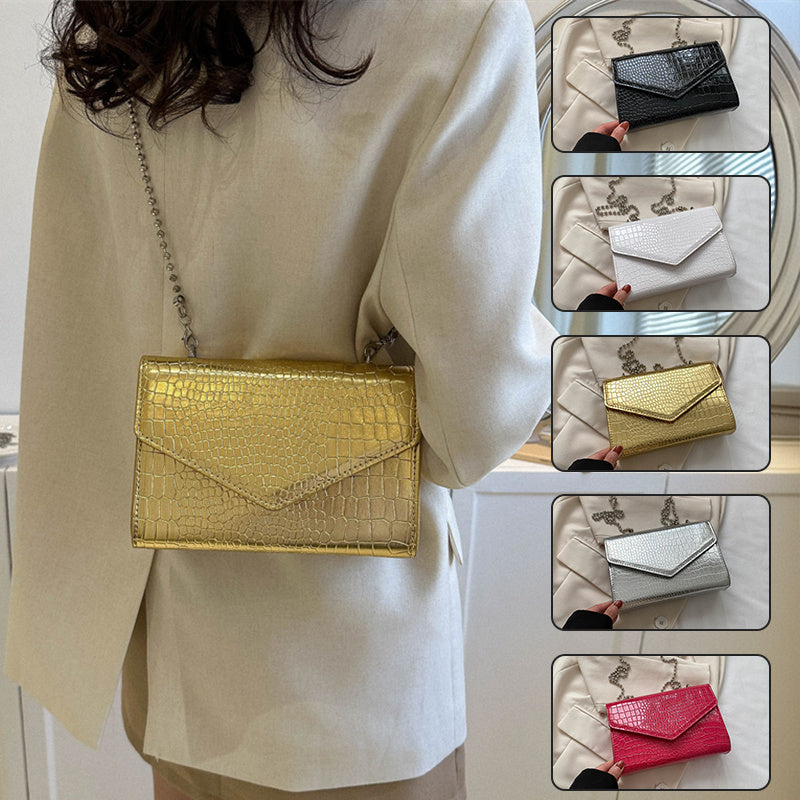 Jane – Quilted Vegan Leather Crossbody Bag with Envelope Flap