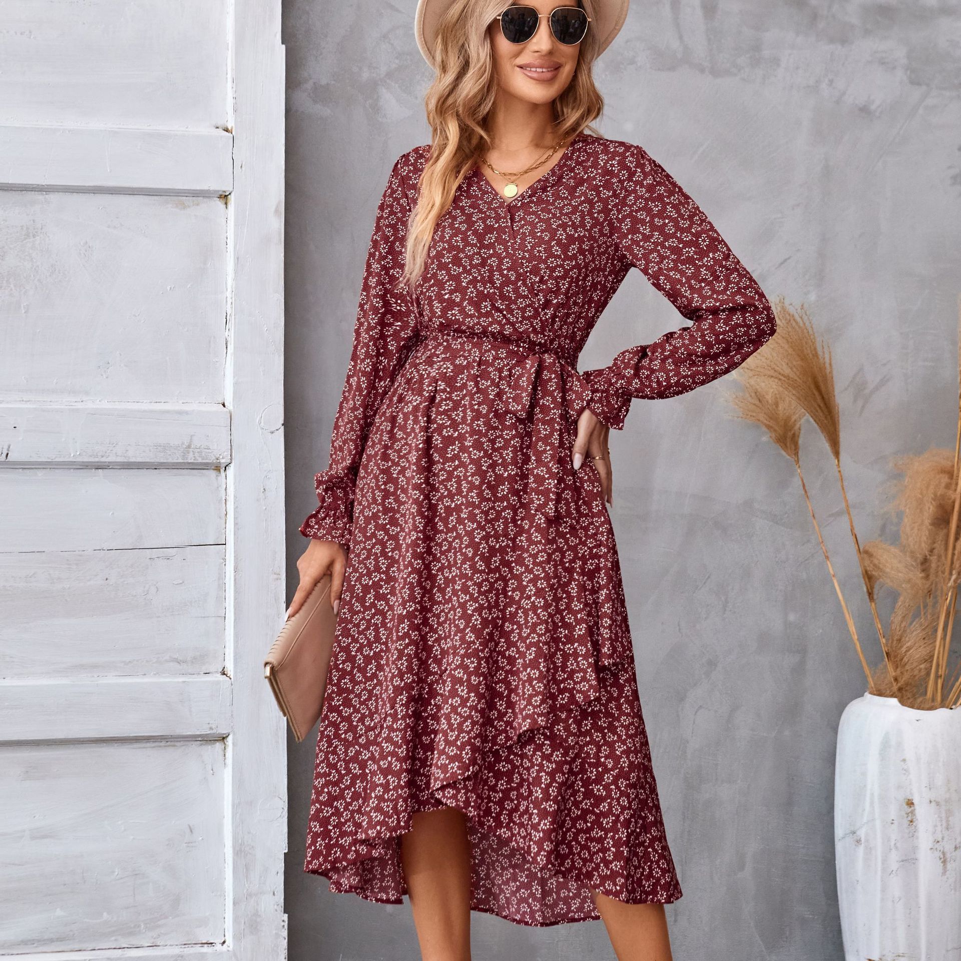 Rebecca – Ruffled Floral Long Sleeve Dress