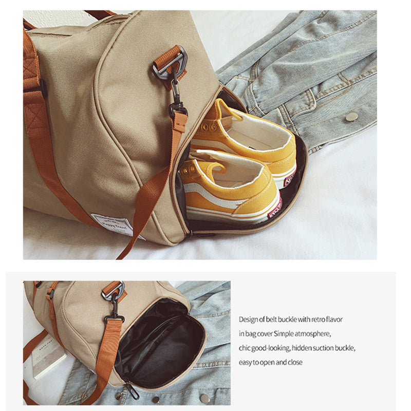 Lauren – Nylon Duffel Bag with Orange Straps for Travel