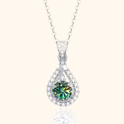 Radiant Teardrop Necklace with Multicolor Stone and Sparkling Accents