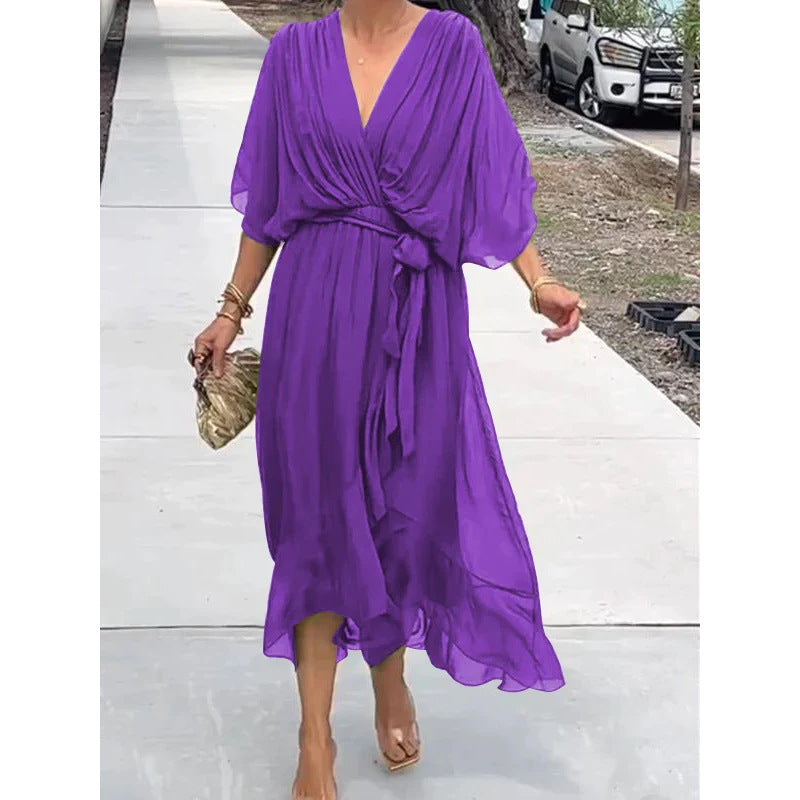 Joy – Elegant Batwing V-neck Dress