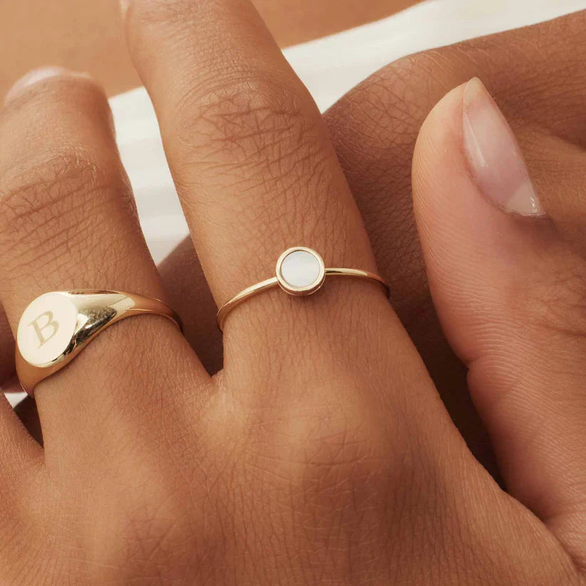 Opaline Disc Gold-Tone Minimalist Ring