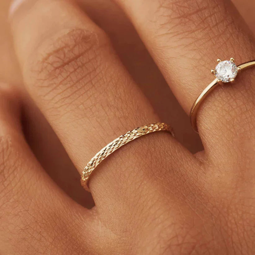 Textured Gold-Tone Stacking Band Ring