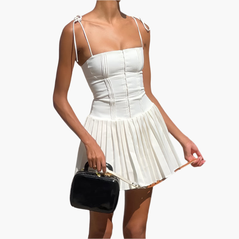 Robyn – Strappy Corset Dress with Pleats