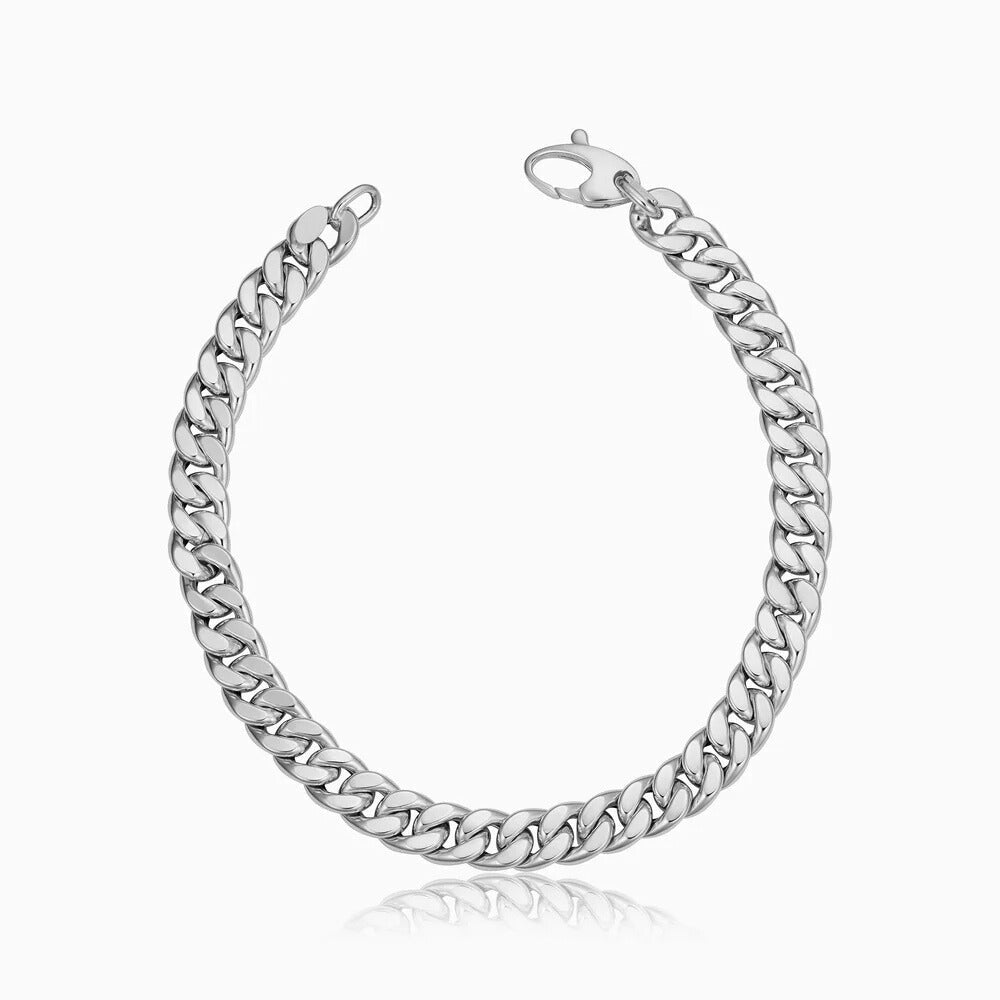 Classic Silver-Tone Cuban Link Bracelet