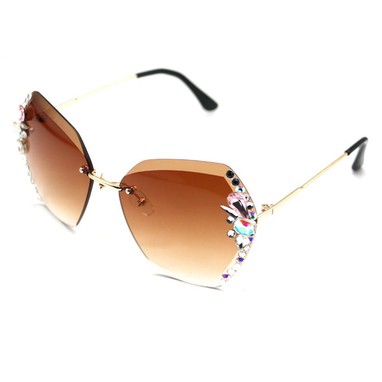 Natalie – Elegant Frameless Sunglasses with Rhinestones