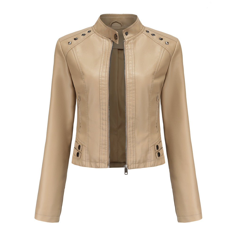 Stephanie – Studded Vegan Leather Short Jacket