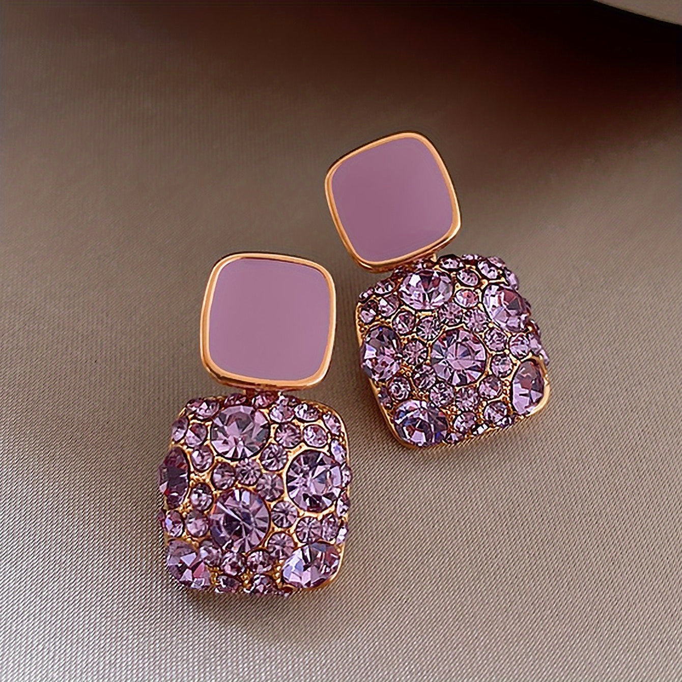 Elegant Mosaic Square Drop Earrings for Daily Wear, Japanese and Korean Style