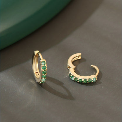 Boho Hoop Earrings with Green Zircon Accents for Everyday Style