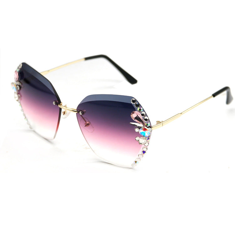 Natalie – Elegant Frameless Sunglasses with Rhinestones