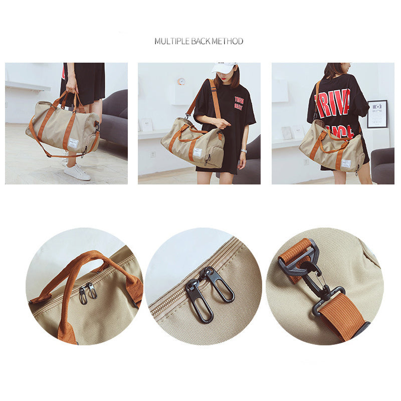 Lauren – Nylon Duffel Bag with Orange Straps for Travel